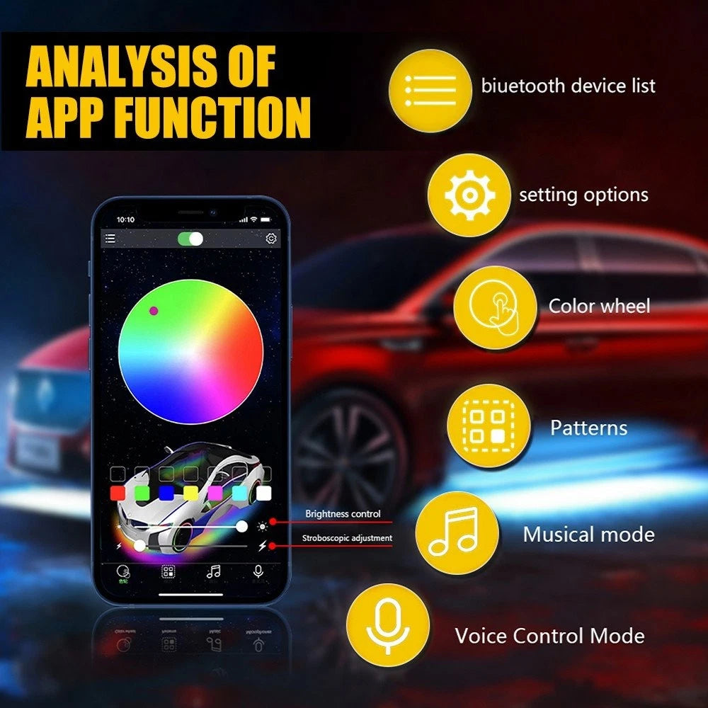 RGB LED Underglow Light Kit for Car (Multi-Color Chasing)