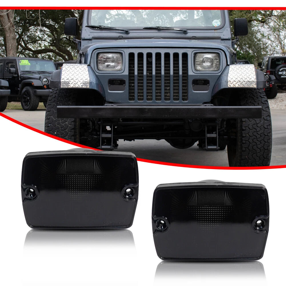 Smoked Front Turn Signal Parking Lights for Jeep Wrangler YJ (1987–1995)