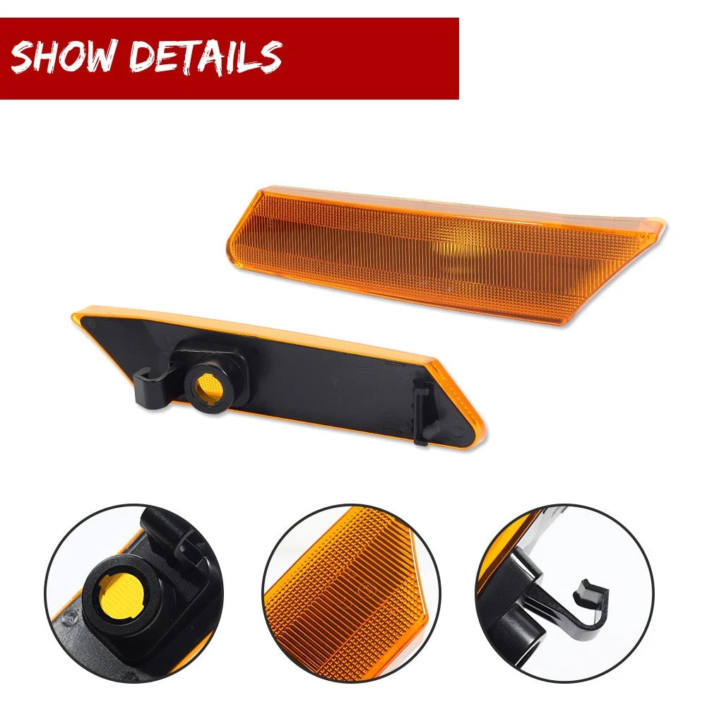 2X Amber Lens Front Side Marker Lights for Porsche 911 (2005–2012)
