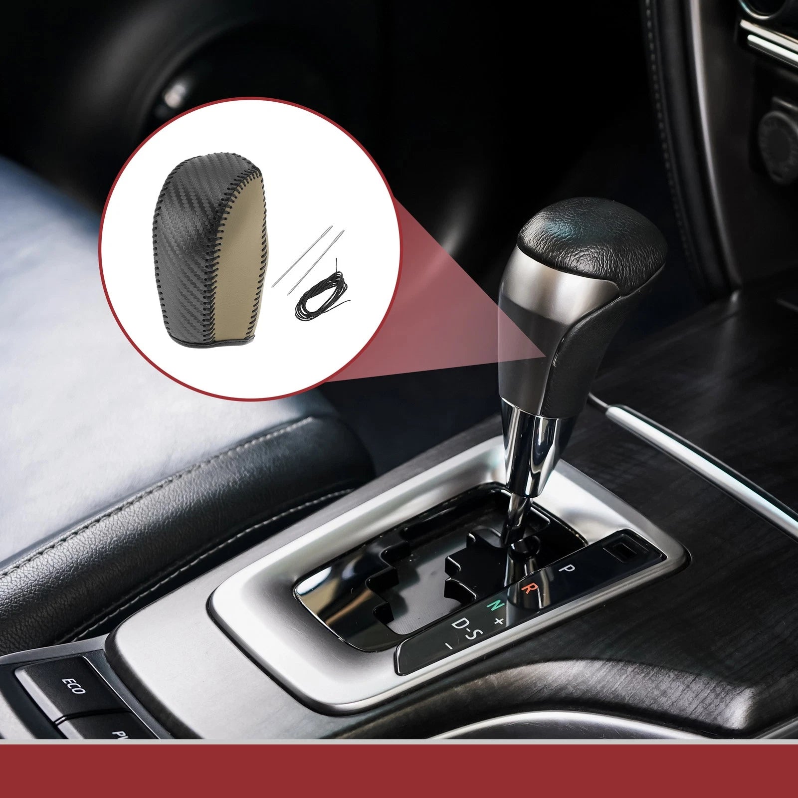 1Pc Gear Shift Knob Cover for Subaru Forester (2014–2023) Black Beige