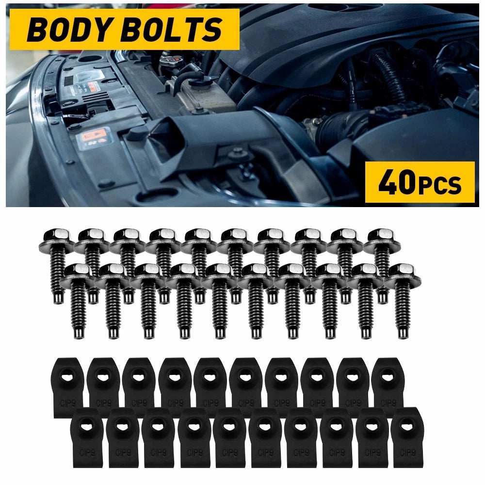 Set of 40 Body Bolts U-nut Clips for Ford Truck