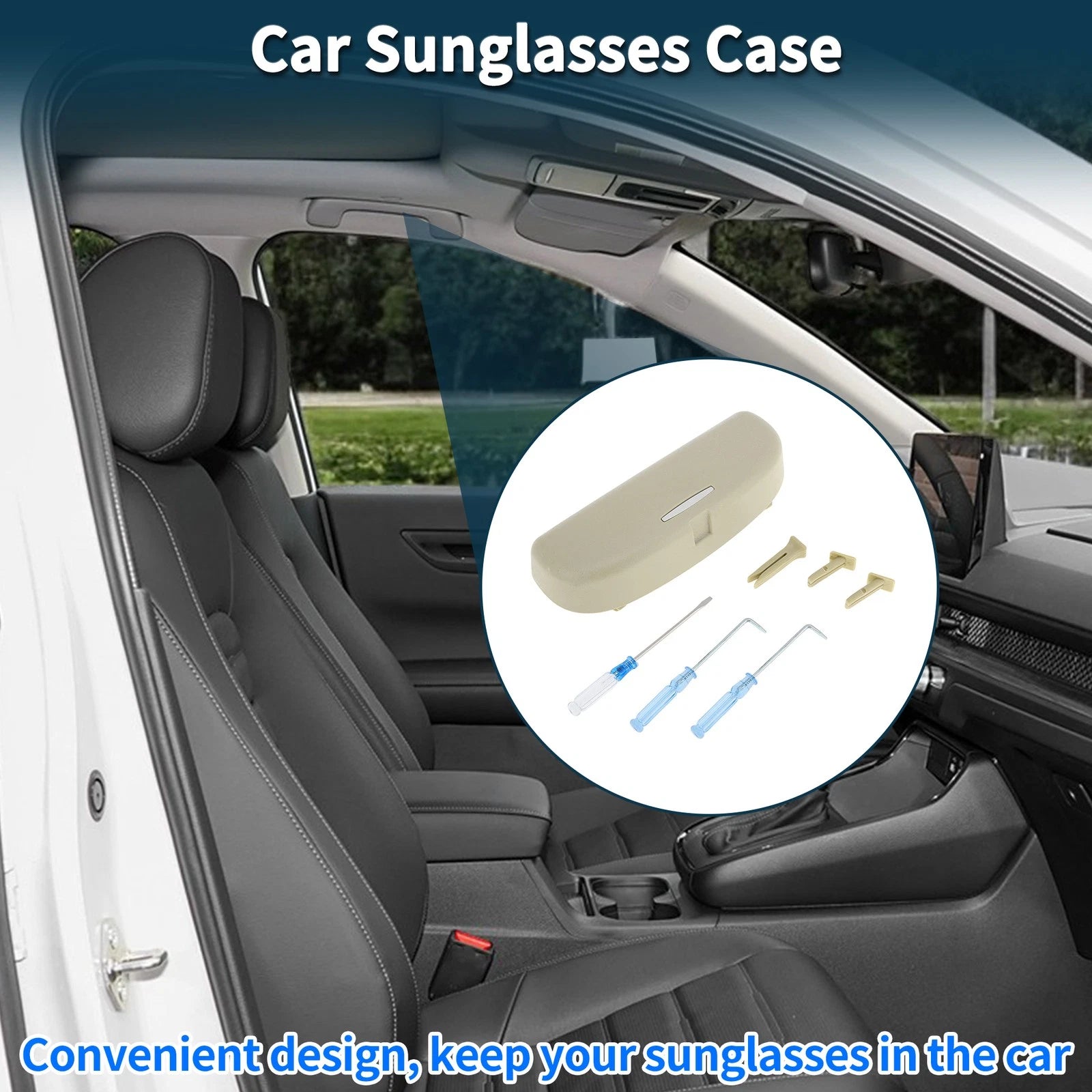 Sunglasses Case for Volkswagen Golf (2010–2023) Eyeglasses Holder Beige