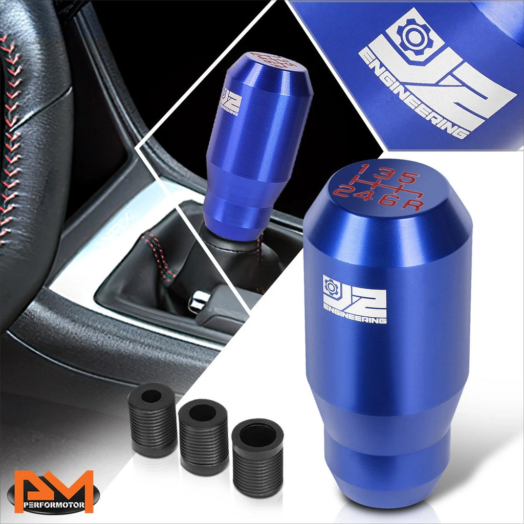 J2 Aluminum 6-Speed Manual Shift Knob Blue for Universal Fit