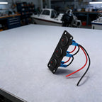 Round Dot 3 Gang Lighted Rocker Switch Panel for 12 Volt Vehicles