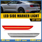 Plug & Play Clear Red LED Rear Bumper Side Marker Light for Ford Mustang (2015–up)