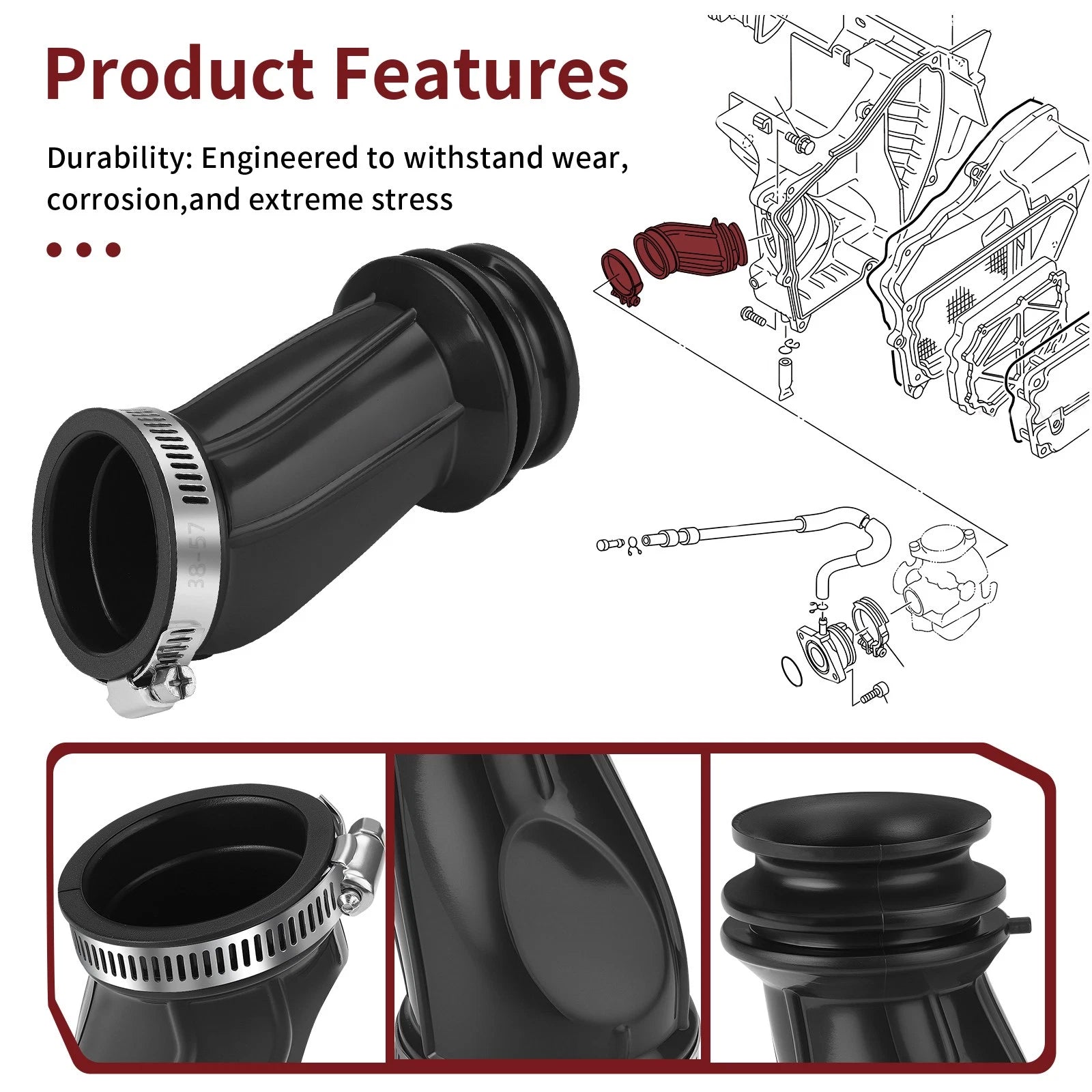 Carburetor to Air Box Intake Boot Duct for Yamaha TW200 (1999–2023)