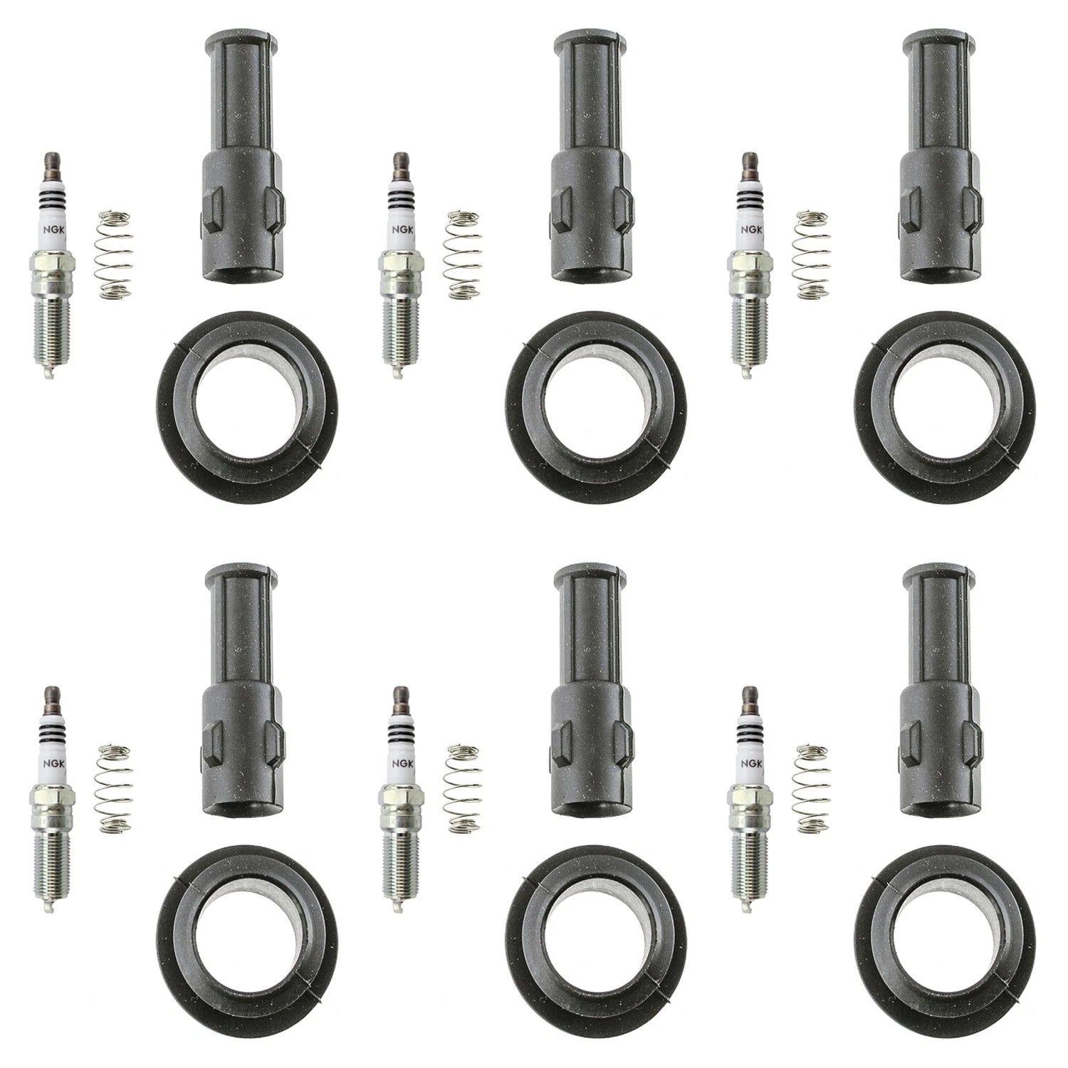 Set of 6 NGK Iridium IX Spark Plugs & Denso Coil Boot Kit for CTS SRX STS Rendezvous (V6)