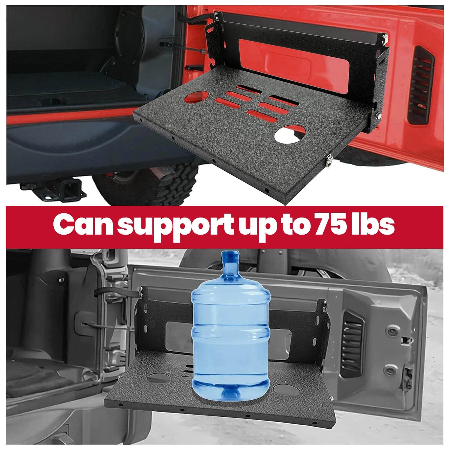 Rear Door Tailgate Table Cargo Shelf Rack for Jeep Wrangler JK JKU (2007–2019)