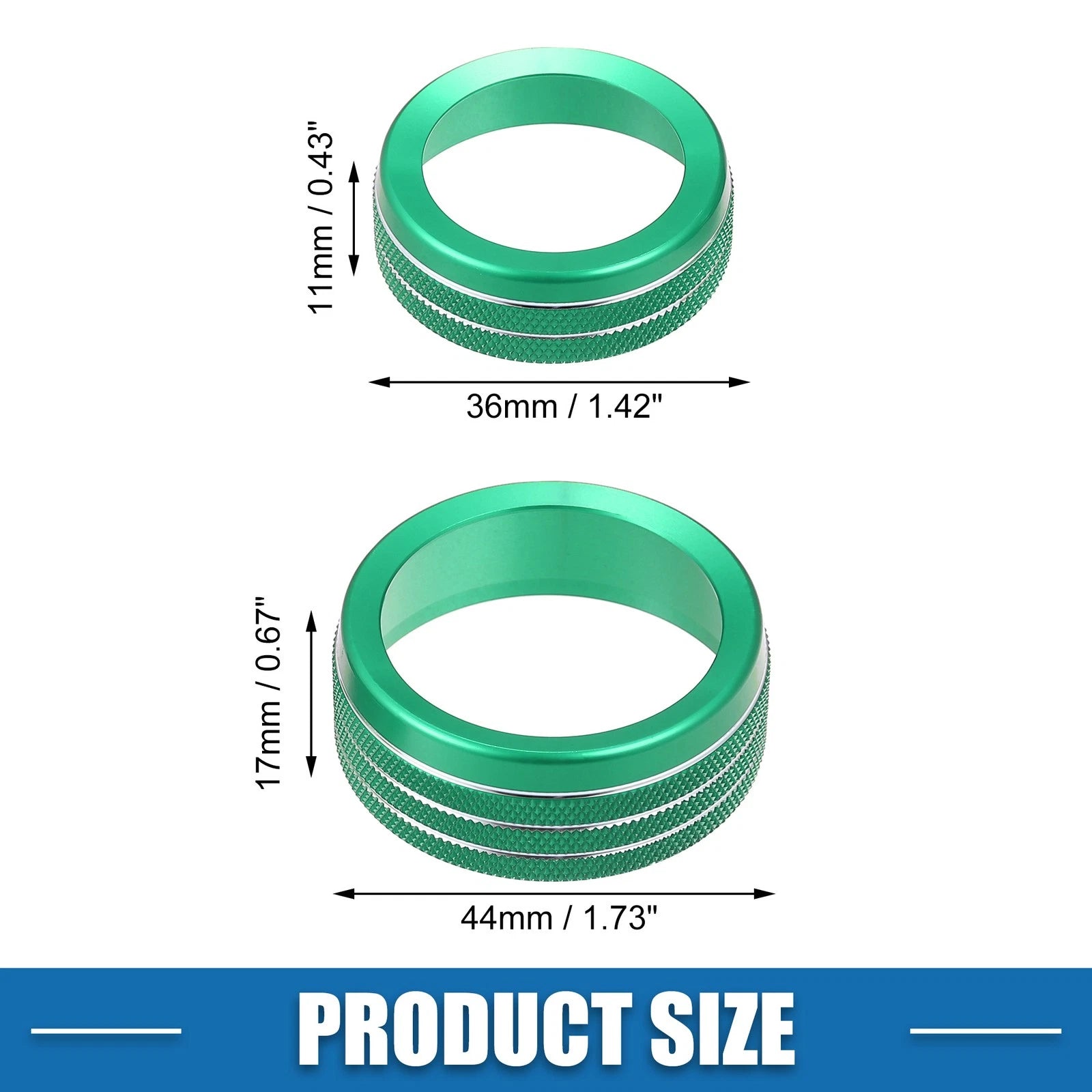 Set of 3 AC Radio Switch Knob Cover Decals for Dodge Durango (2014–2020) Green