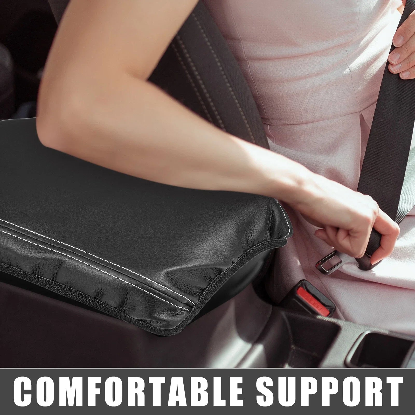 Center Console Pad Kit Armrest Cover for Lexus RX350 (2015-2022) Black White