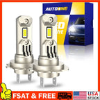 2X H7 LED Headlight Bulbs for Cars (60000LM, 6500K White)