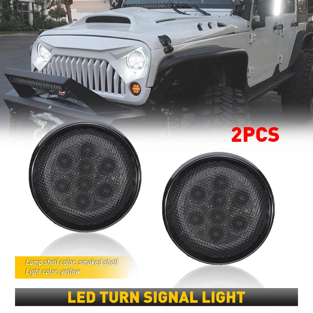 LED Front Amber Turn Signal Lights for Jeep Wrangler JK (2007–2018)