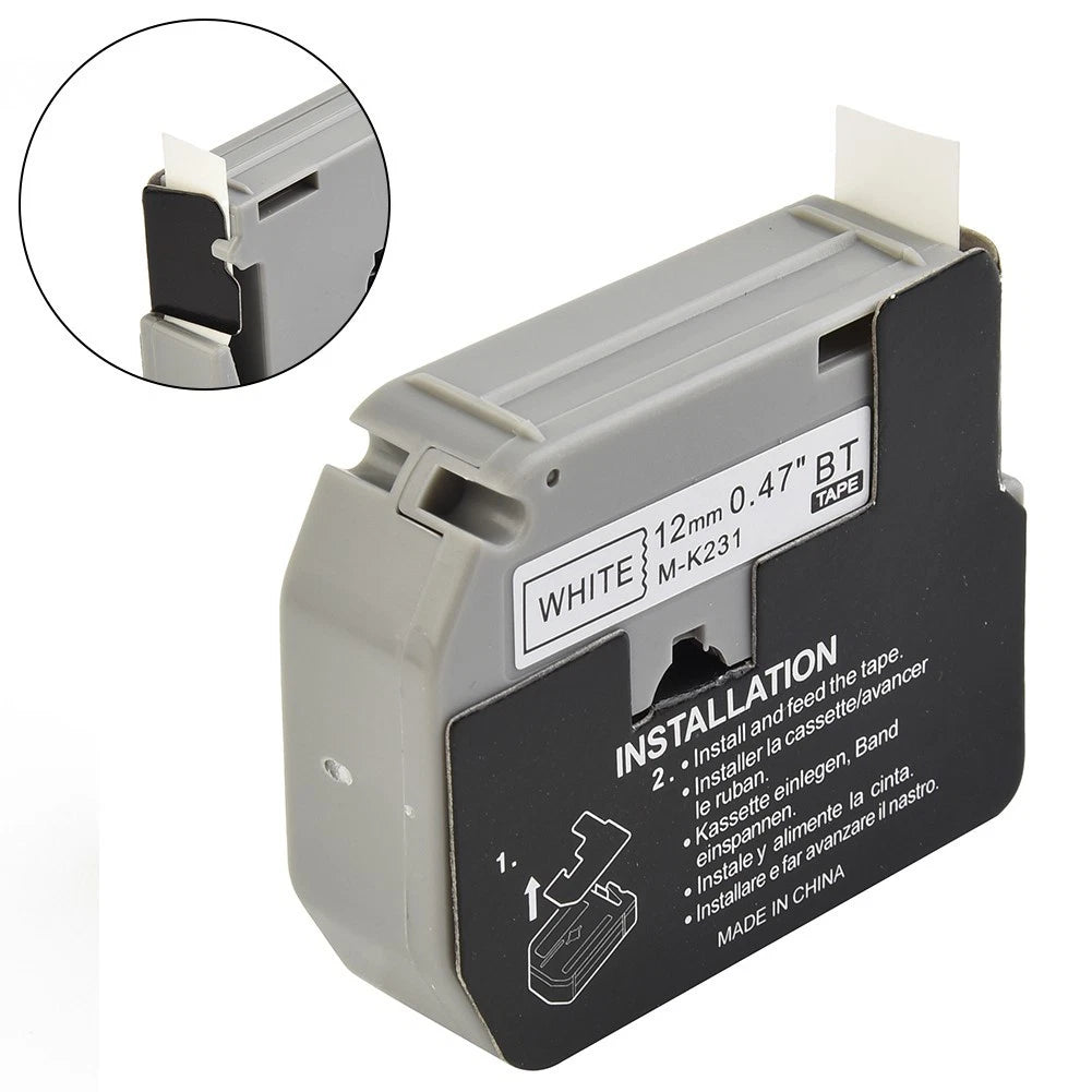 Label Tape for P-Touch (M231, M-K231, MK231) 12mm Black on White