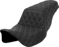 SADDLEMEN Step-Up Seat for FLH/FLT (2008–2023) - Lattice Stitch, Gray Stitch