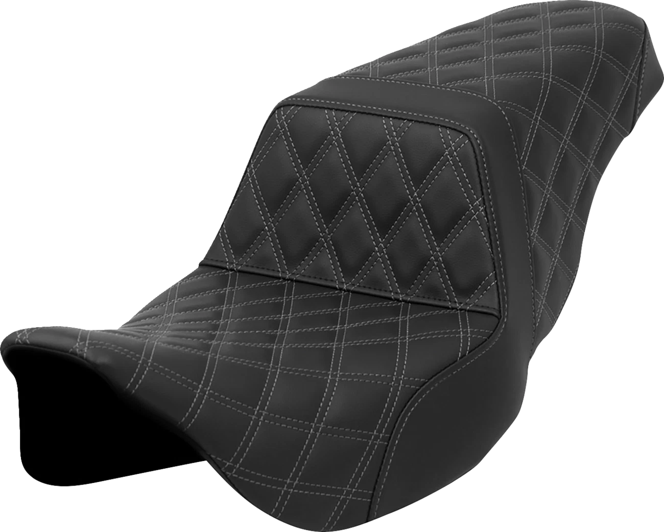 SADDLEMEN Step-Up Seat for FLH/FLT (2008–2023) - Lattice Stitch, Gray Stitch