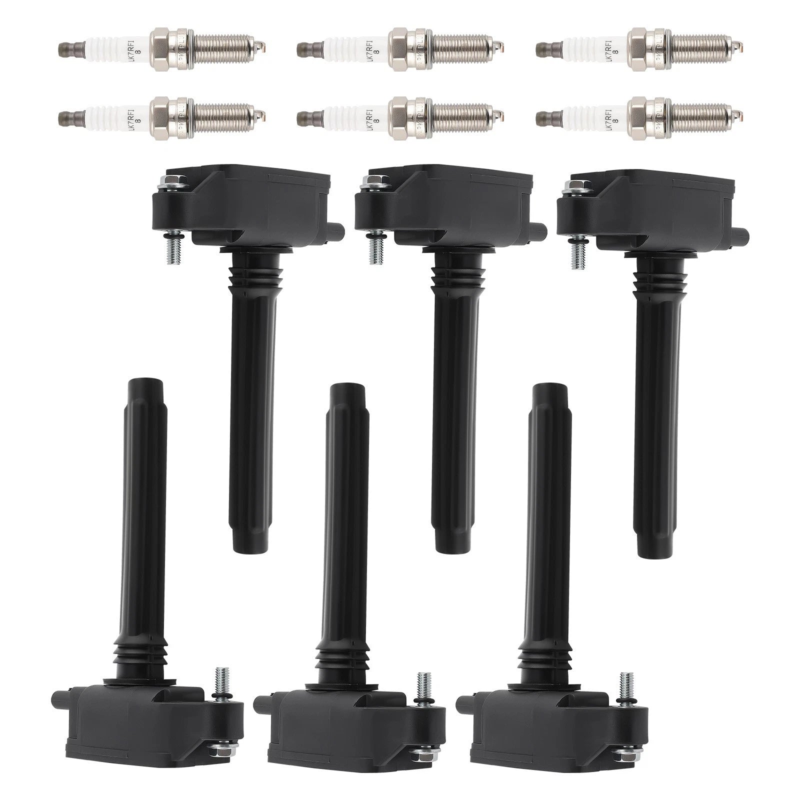 Ignition Coil Pack & Iridium Spark Plug Set of 6 for Chrysler Pacifica (2017–2023)