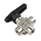 3 Way Ball Valve 304 Stainless Steel BSPP Female Thread for Water