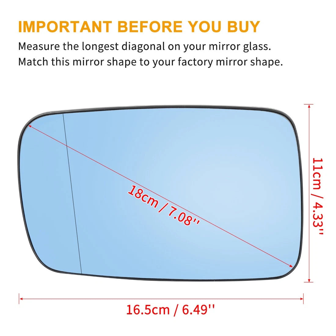 Heated Mirror Glass with Backing Plate Left Side LH for BMW 325Ci 760Li (2001–2006)