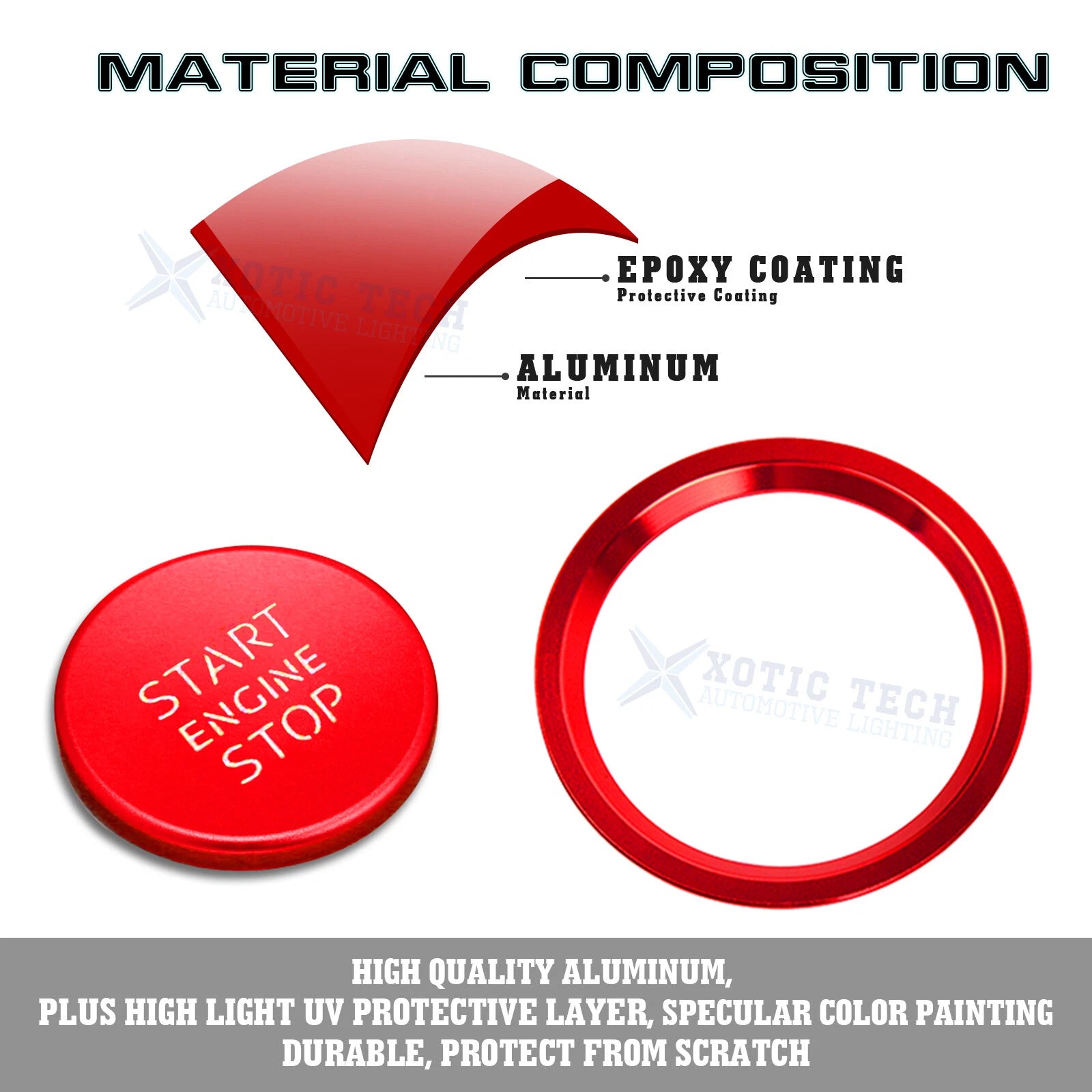 Sporty Style Red Engine Ignition Button Decor Trim for Audi A6 S6 (2012-2016)