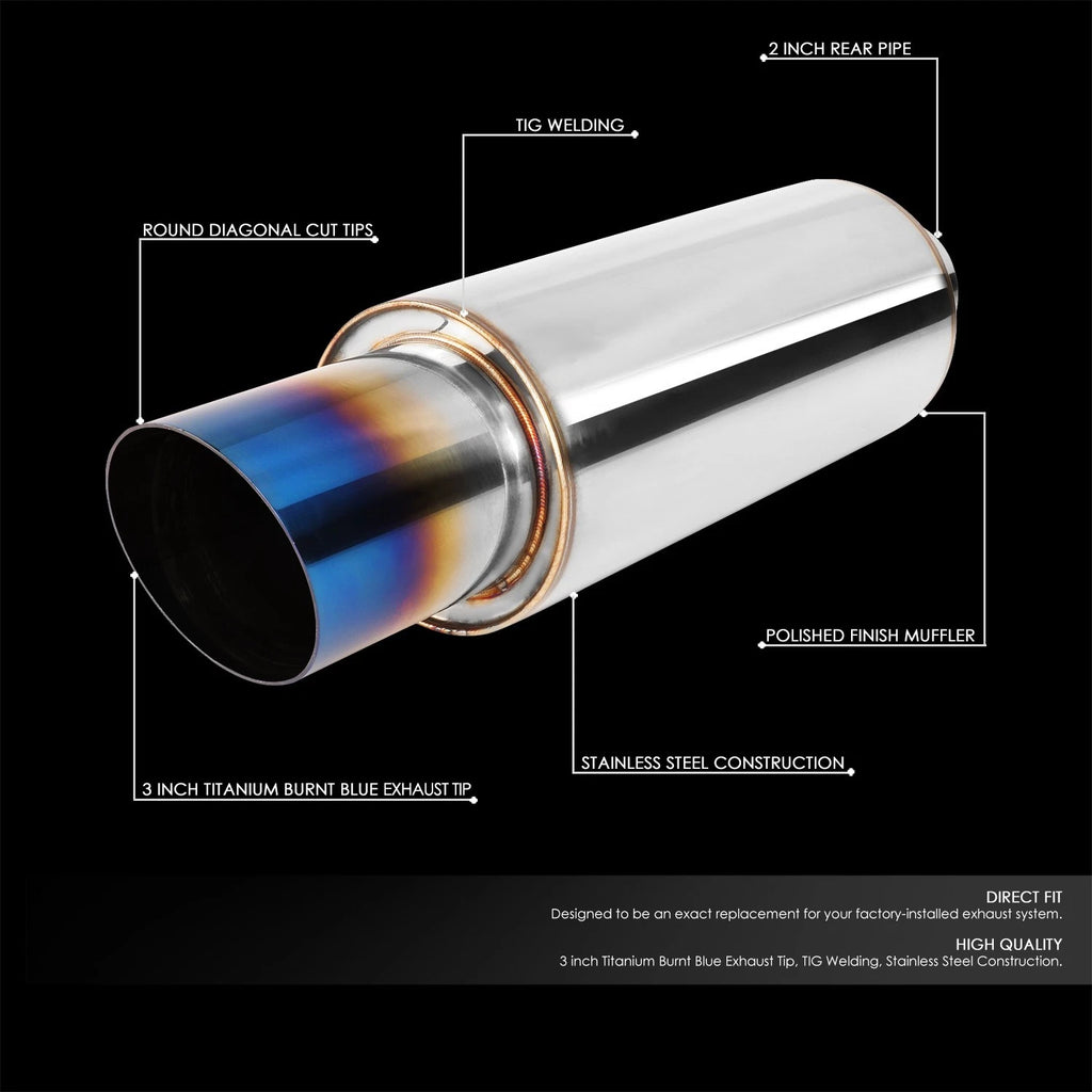 3"OD Titanium Burnt Tip Exhaust Muffler for Universal Applications