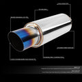 3"OD Titanium Burnt Tip Exhaust Muffler for Universal Applications