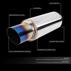 3"OD Titanium Burnt Tip Exhaust Muffler for Universal Applications