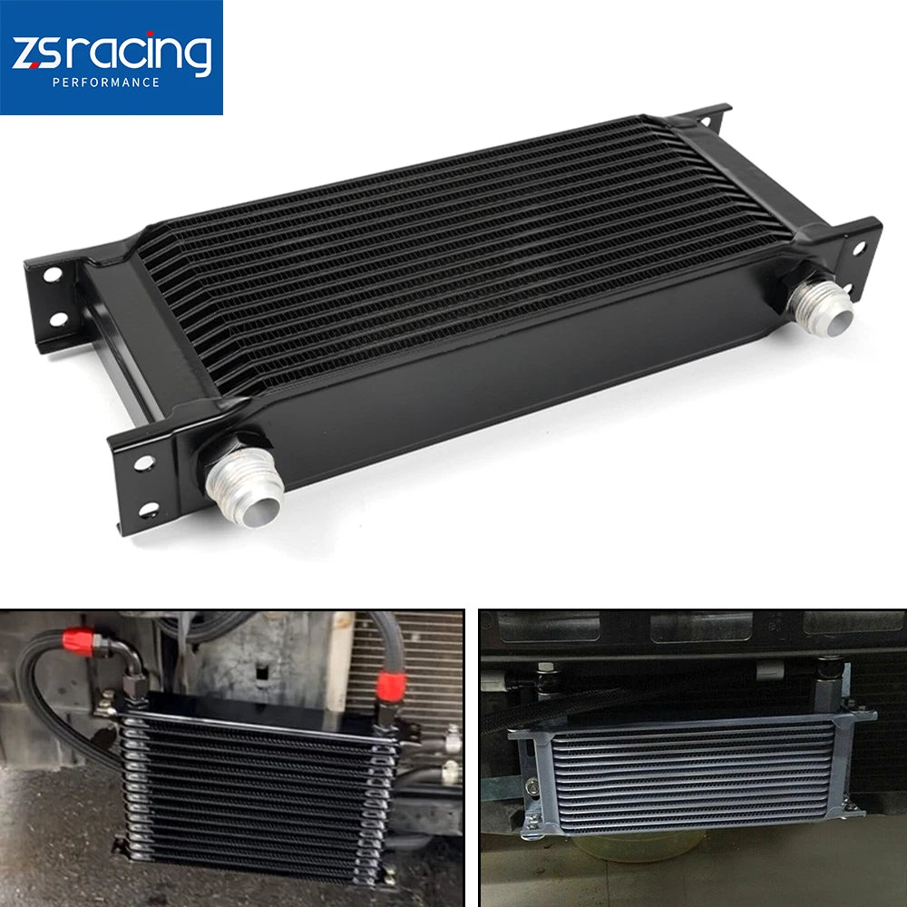 15 Row Aluminum Engine Transmission Oil Cooler Kit for Universal Applications