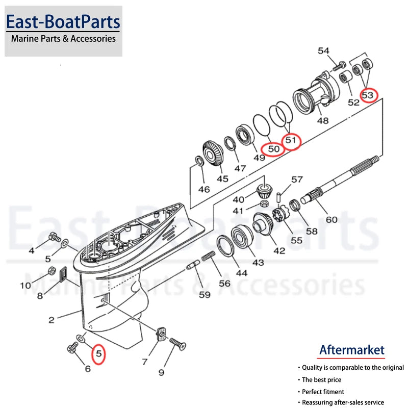 Lower Unit Repair Seal Kit for Yamaha 2-Stroke 40HP (40X C40 40H 40Q 40V)