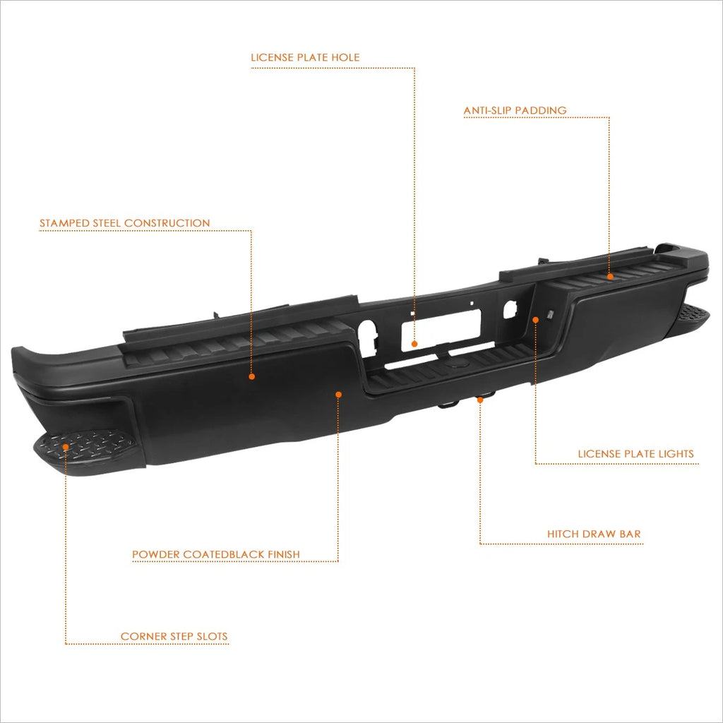 Rear Step Pad Bumper for Chevrolet Silverado/GMC Sierra 2500/3500HD (2015–2019)