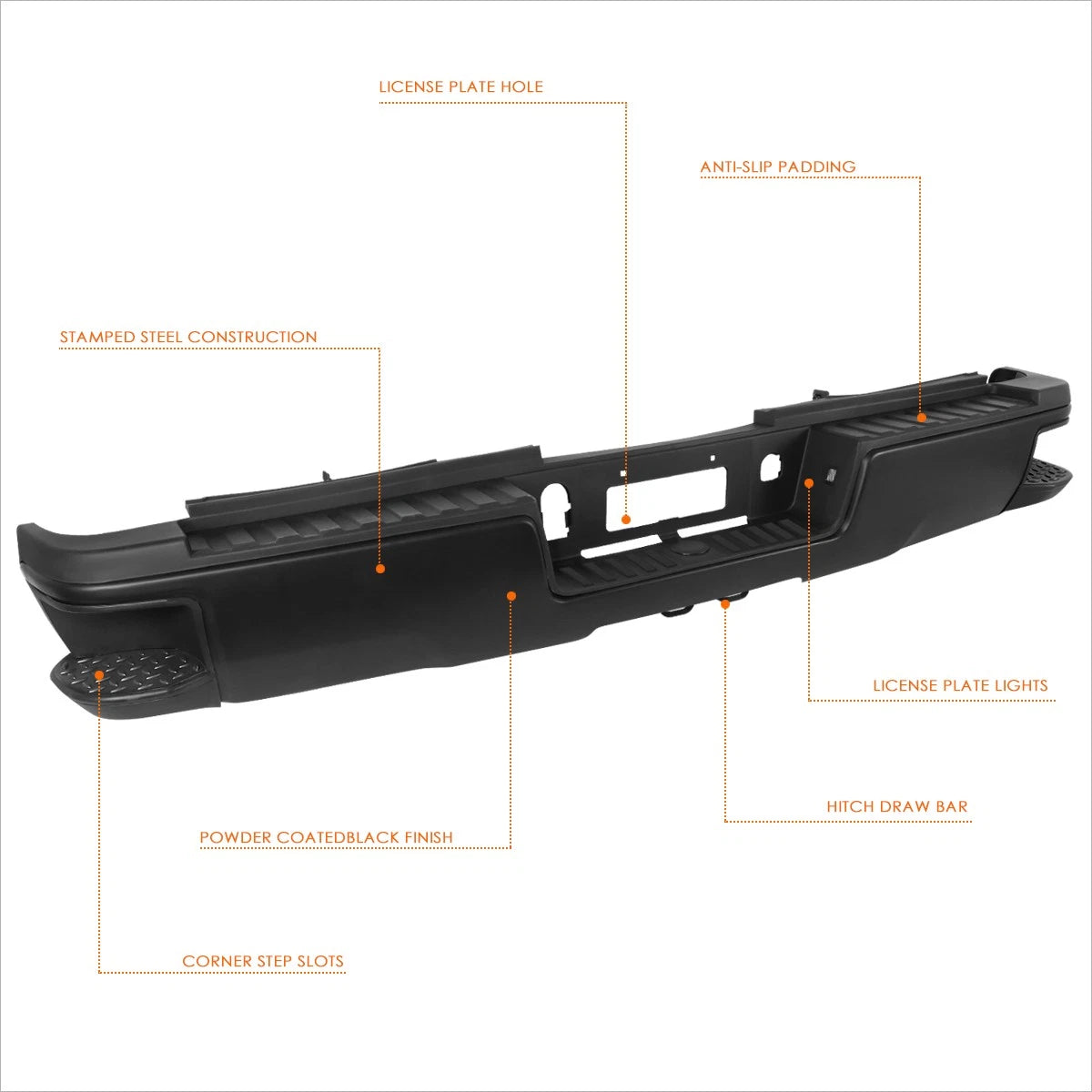 Rear Step Pad Bumper for Chevrolet Silverado/GMC Sierra 2500/3500HD (2015–2019)