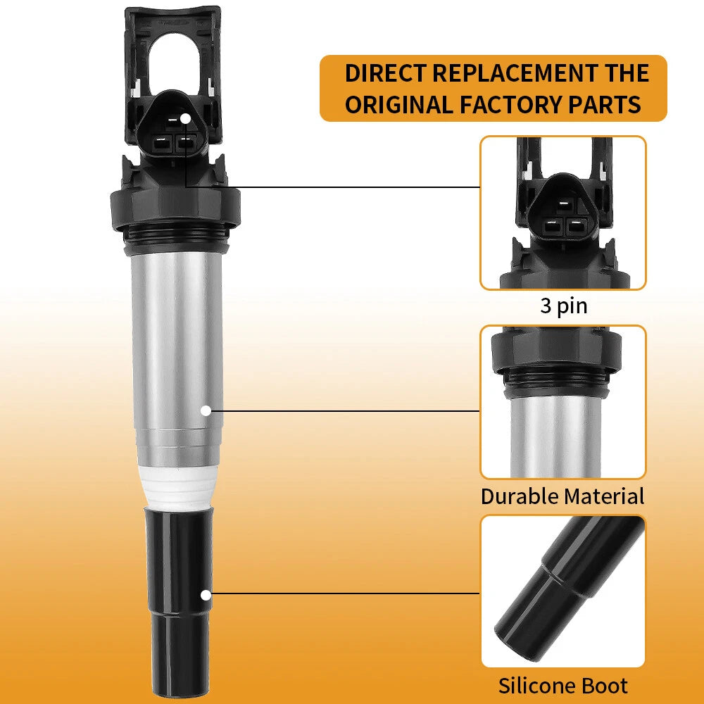 6X Ignition Coil & Spark Plug for BMW 328i 335i 435i 525i 528i X1 X3 X5 X6 (2007–2016)