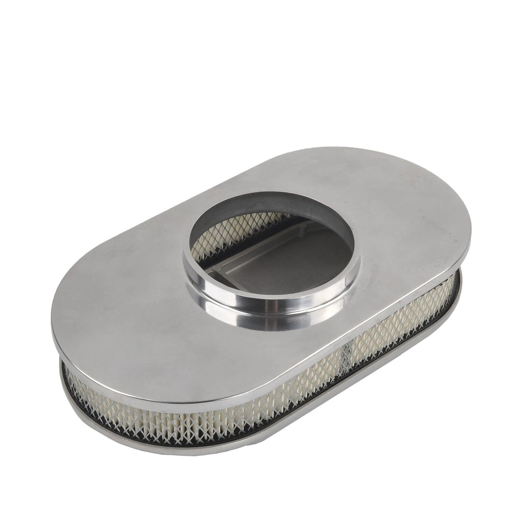 Polished Aluminum 15" Oval Fully Finned Air Cleaner for SBC BBC 350 454