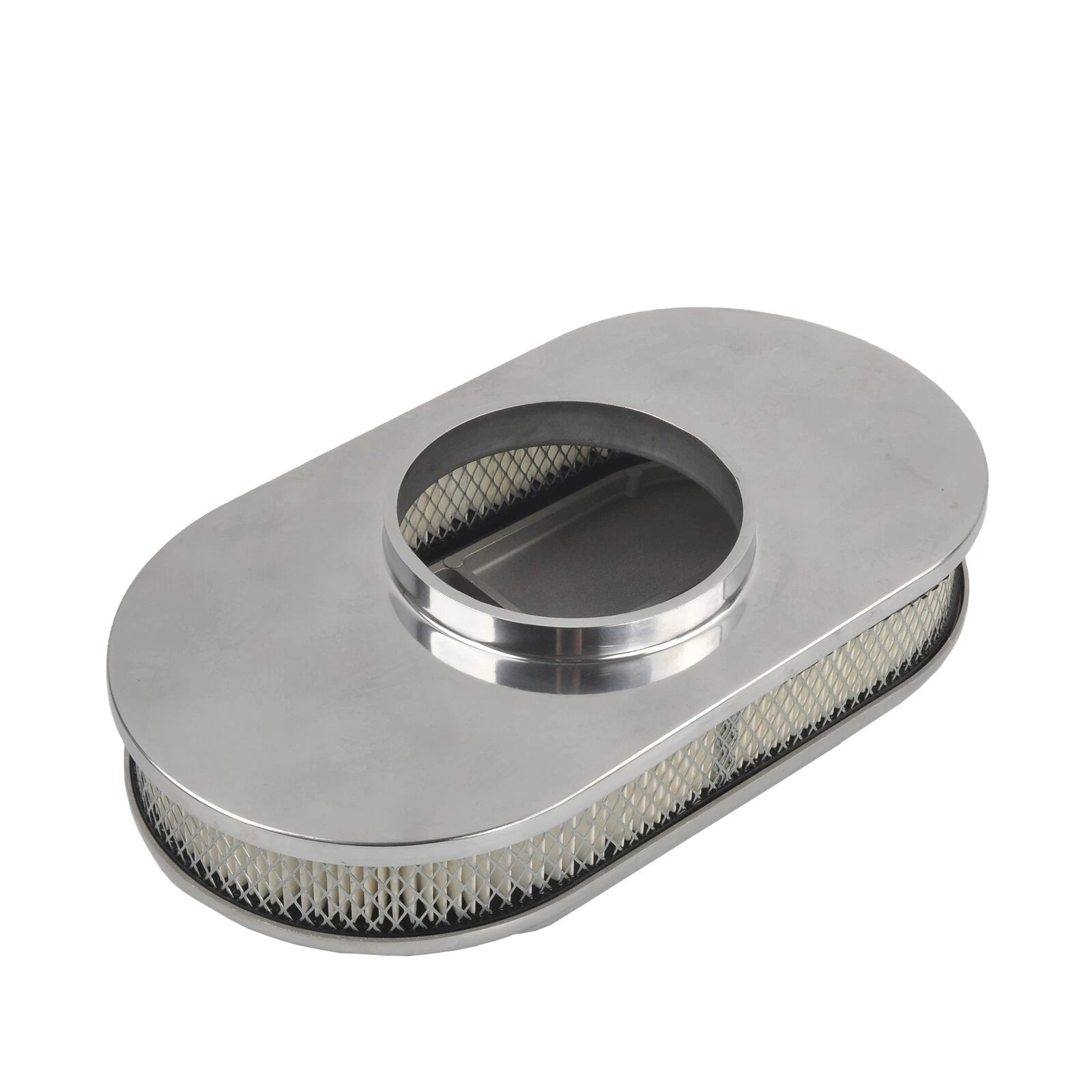 Polished Aluminum 15" Oval Fully Finned Air Cleaner for SBC BBC 350 454