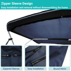 Bimini Top Boat Cover for 4 Bow (Fits 96"L x 61"-66"W, 600D)