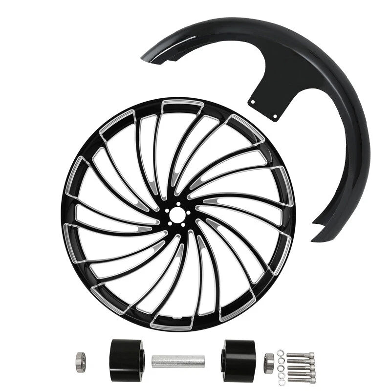 26" Front Wheel Rim Disc Hub Fender for Harley Touring Street Glide (2008–2024)