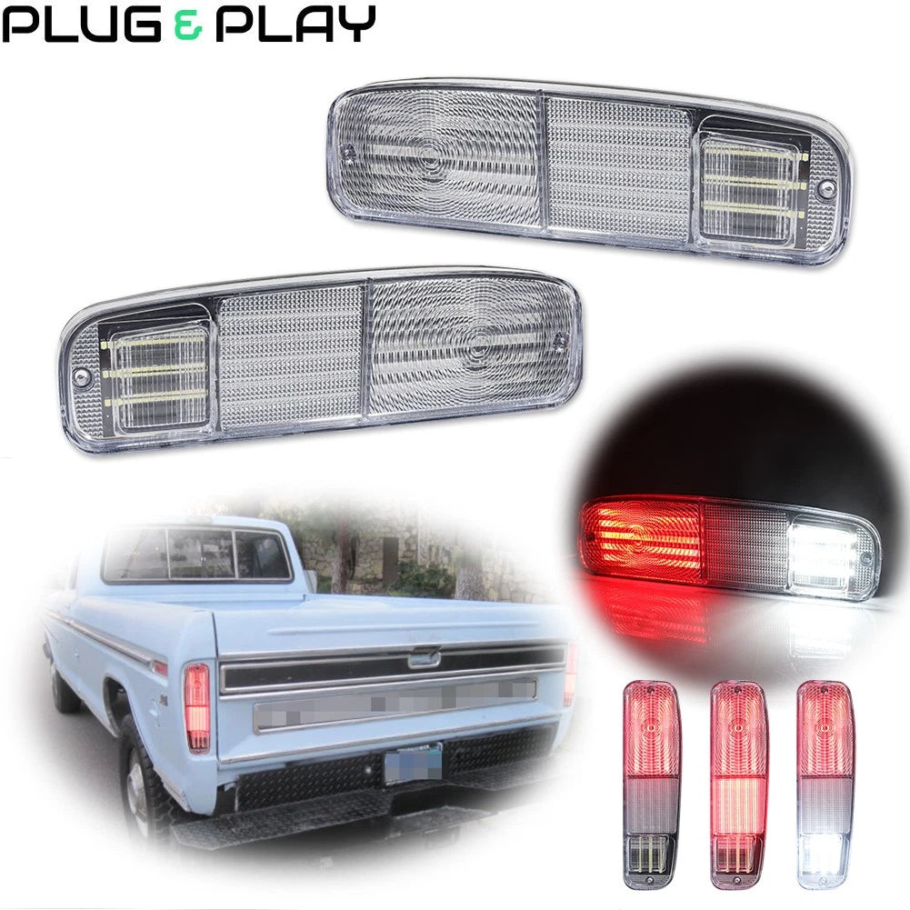 Set of 2 Clear Lens Taillights with LED for Ford F150 F250 F350 Bronco