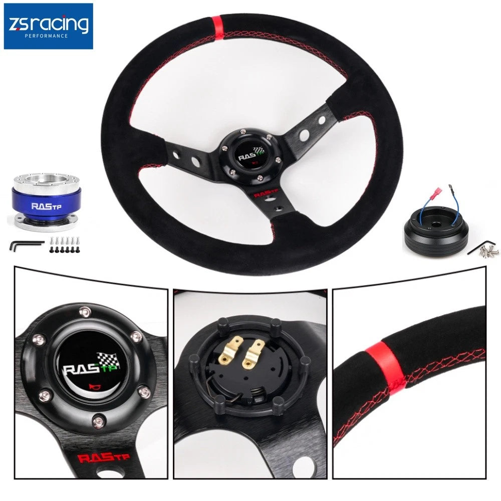 14in Suede Steering Wheel with Quick Release for Honda Civic (1996–2000)