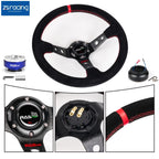 14in Suede Steering Wheel with Quick Release for Honda Civic (1996–2000)