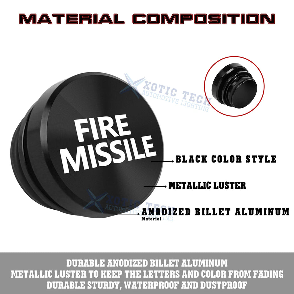 Fire Missile Cigarette Lighter Plug Button Decor Trim for Black Aluminum (---)
