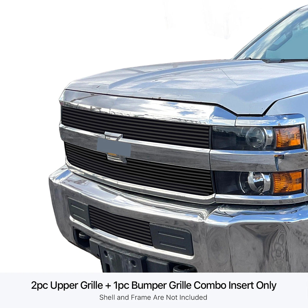 Stainless Black Billet Grille Insert for Chevy Silverado 2500/3500 (2015-2019)