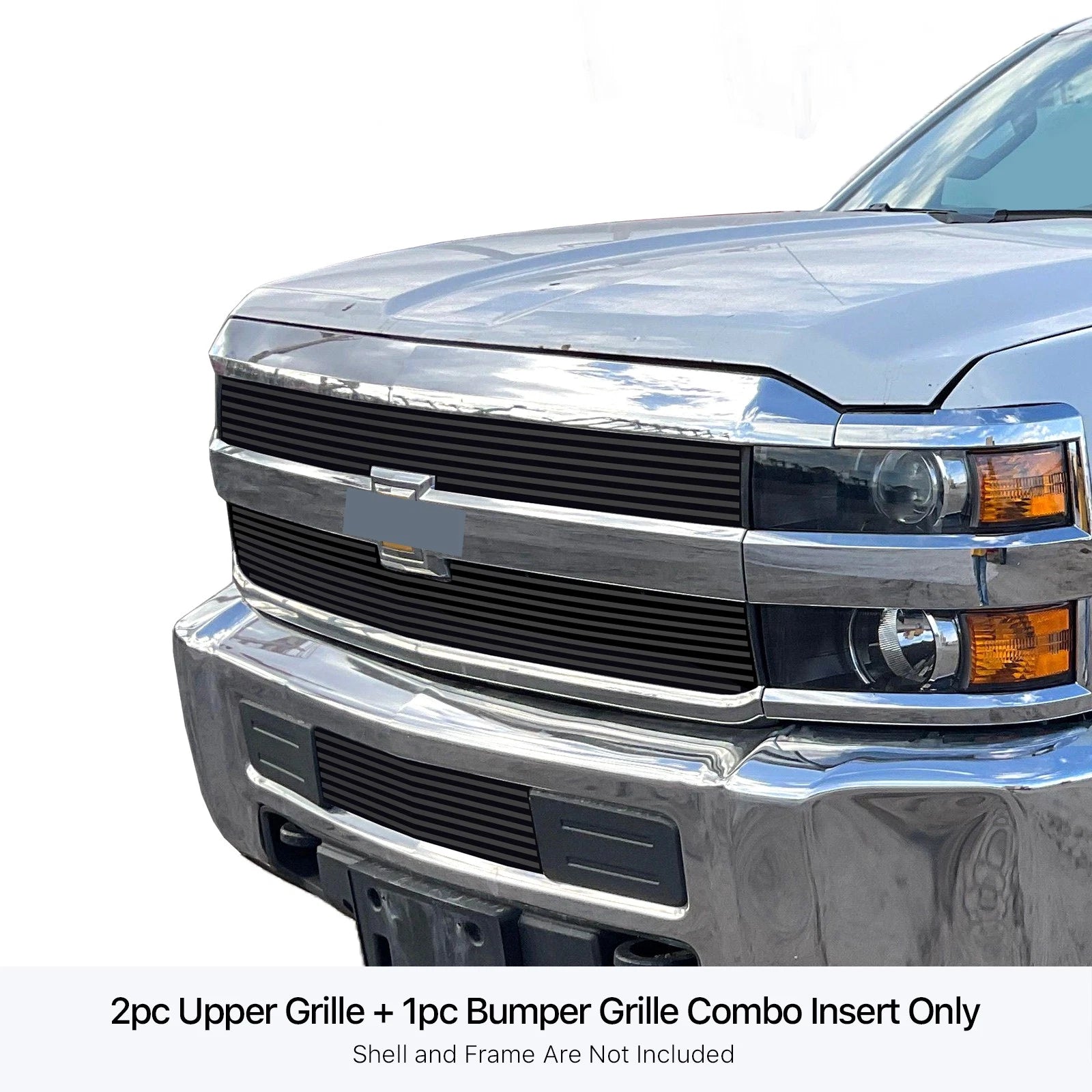 Stainless Black Billet Grille Insert for Chevy Silverado 2500/3500 (2015-2019)