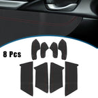 8Pcs Door Panel Armrest Cover for Honda Civic (2016–2020) Black Red Line