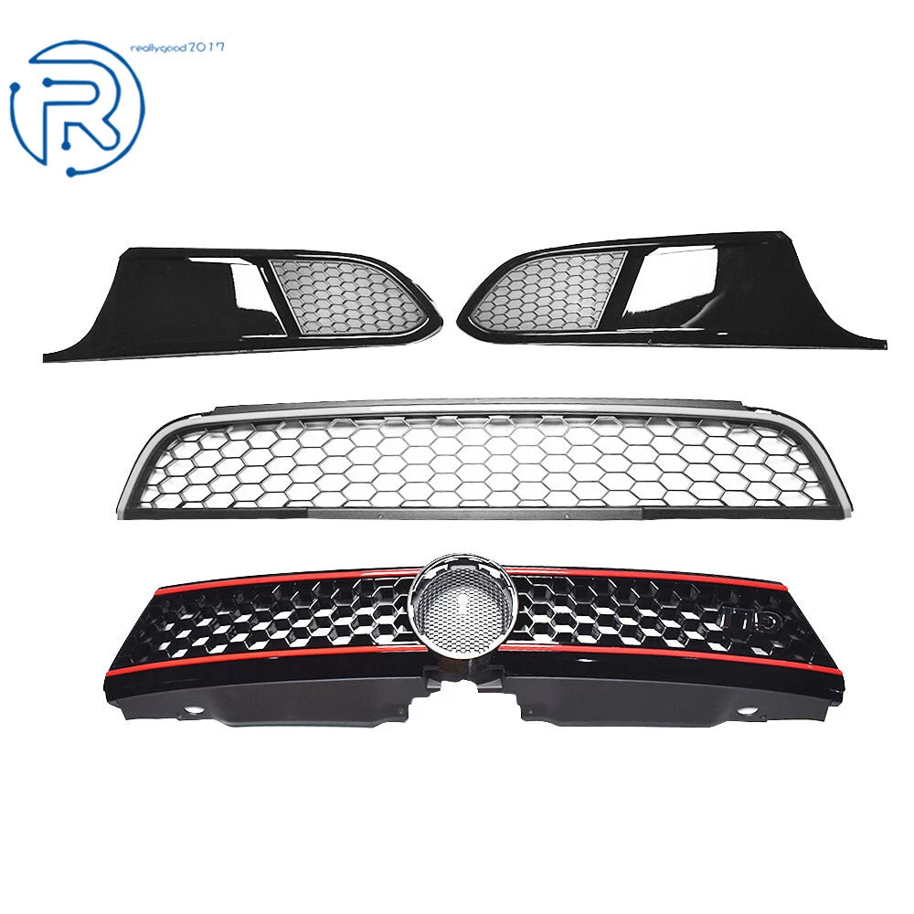 Set of 4 Front Bumper Grilles with Bezels for VW Jetta (2011-2014)