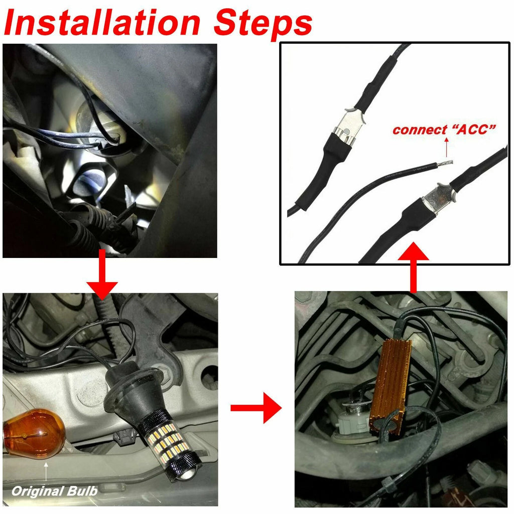 2× No Hyper Flash LED Switchback Kit for DRL Turn Signal Lights (1156/7056)
