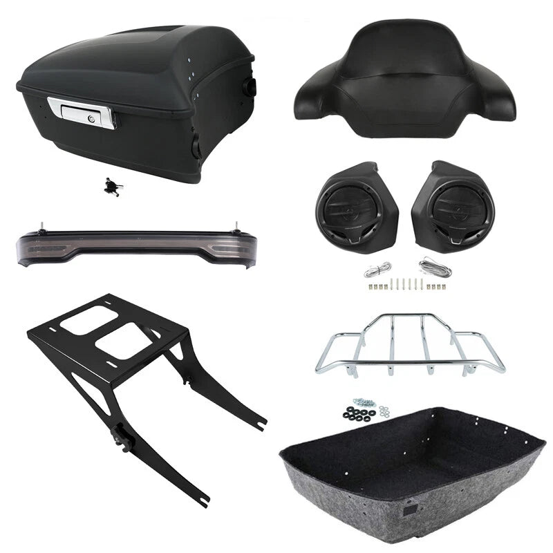 Trunk Backrest Speaker Light Mount Rack for Harley Fatboy (2008–2017)