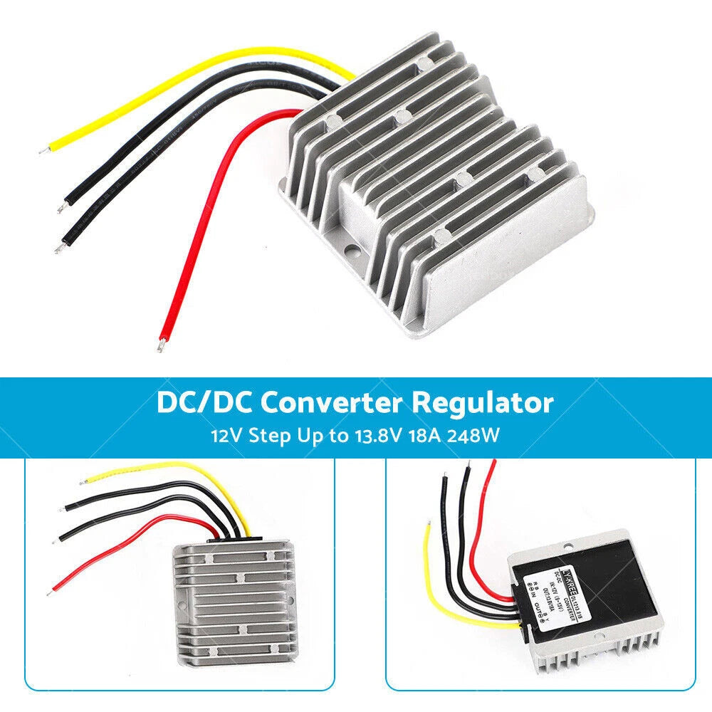 DC/DC Converter 12V to 13.8V 18A 248W Waterproof for Car Truck