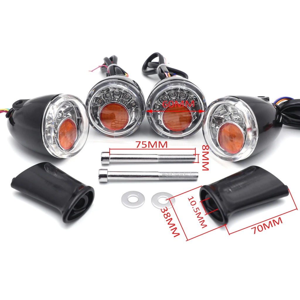 Clear LED Running Brake Turn Signal Indicator Light Set for Harley XL 883 1200 (1992–2017)