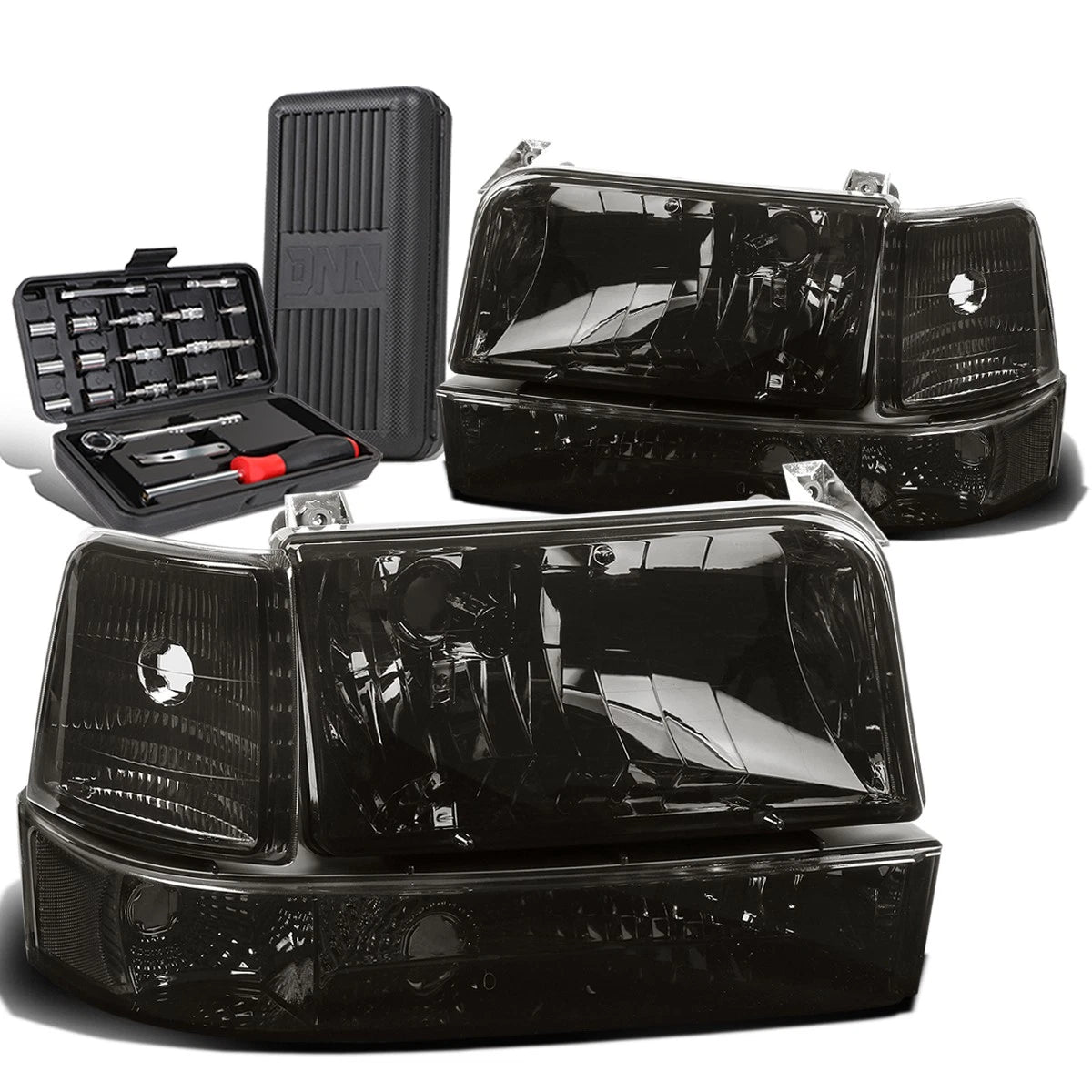 Smoked Clear Signal Bumper Headlight for Ford F150/F250/F350 (1992–1996)