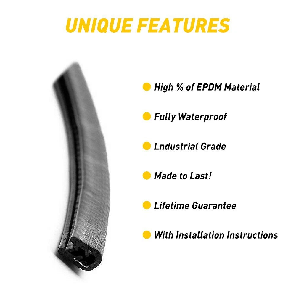 Rubber Door Edge Trim Molding Seal for Cars (16ft)