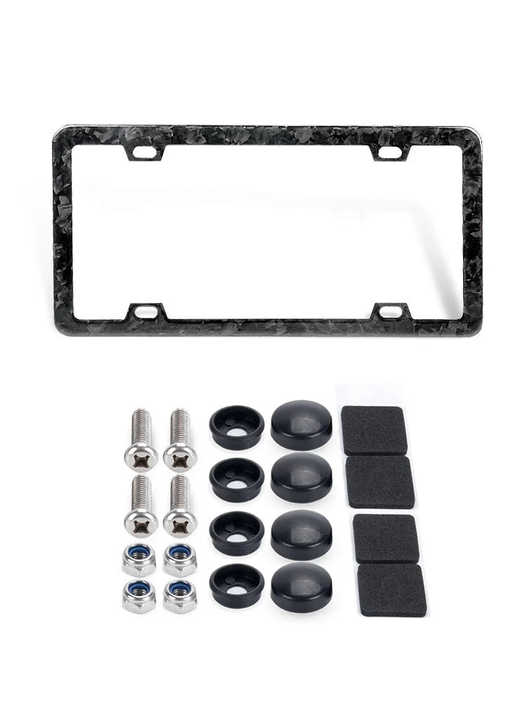Set of 2 Forged Carbon Fiber License Plate Frame Covers for Universal Fit